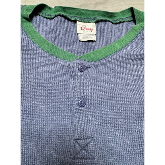 Vtg Men’s XXL 90’s Disney Goofy Thermal Henley Embroidered Navy Blue Vintage - Picture 10 of 13